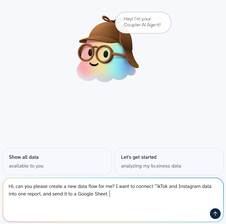 New data flow creation from AI Agent