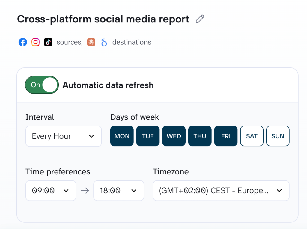 Data flow refresh schedule