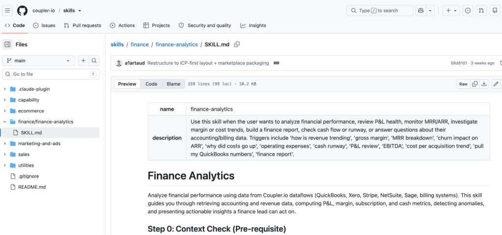 coupler github finance analytics skill