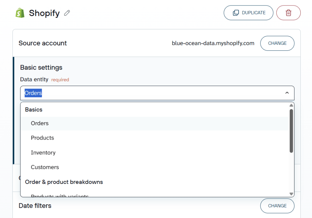 shopify data entity