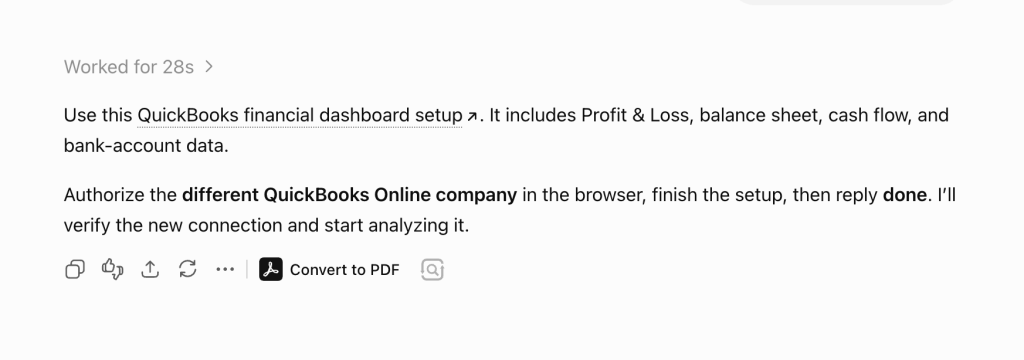 chatgpt quickbooks data flow setup via chat