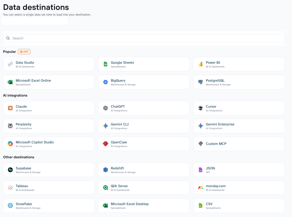 data destinations