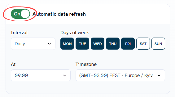 Automatic data refresh setting in Coupler.io