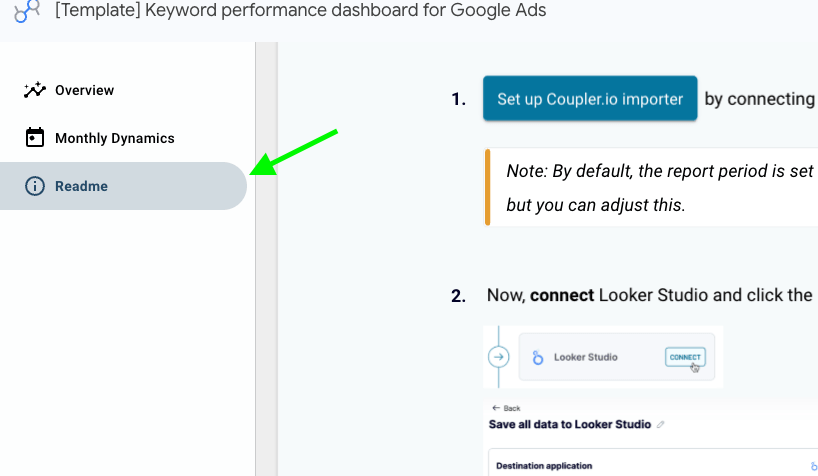 google ads keywords dashboard setup