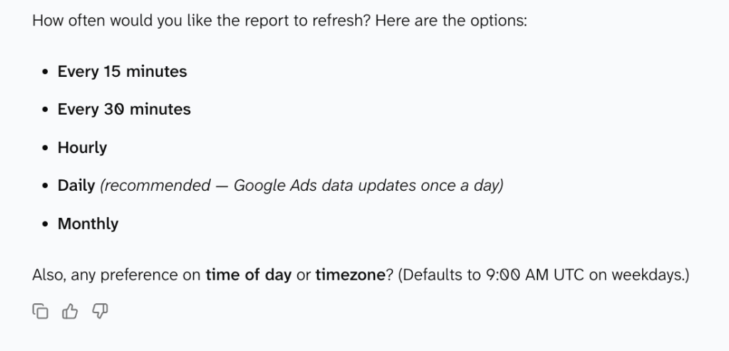 schedule refresh google ads spend report