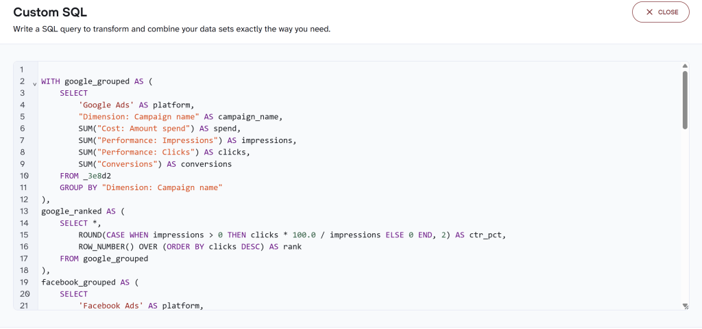 sql transformations example