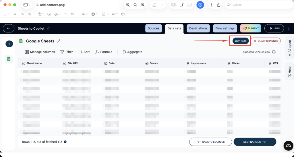 Data to Copilot datasets Context