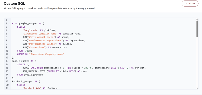 Custom SQL