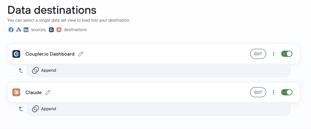 coupler data flows multiple destinations dashboards and claude