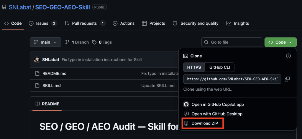 seo ai search skill github download