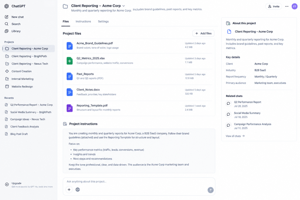 ChatGPT projects