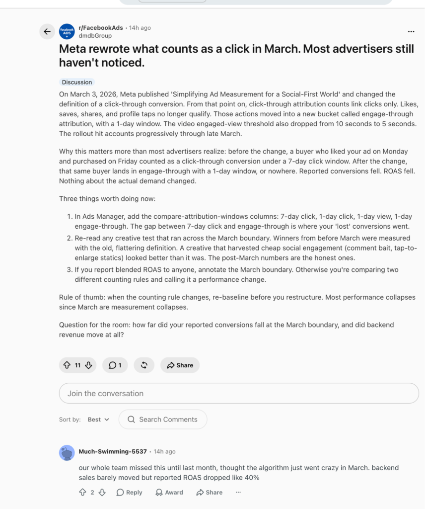 reddit thread meta what counts as a click facebook ads