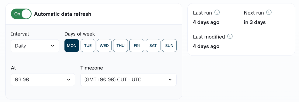 5. Refresh schedule