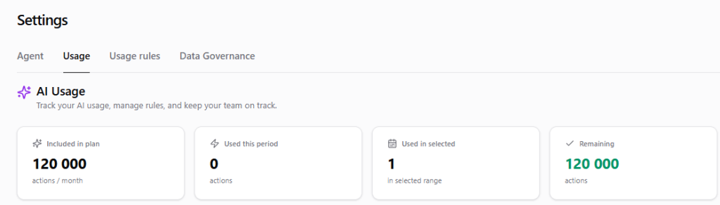 ai agent usage settings
