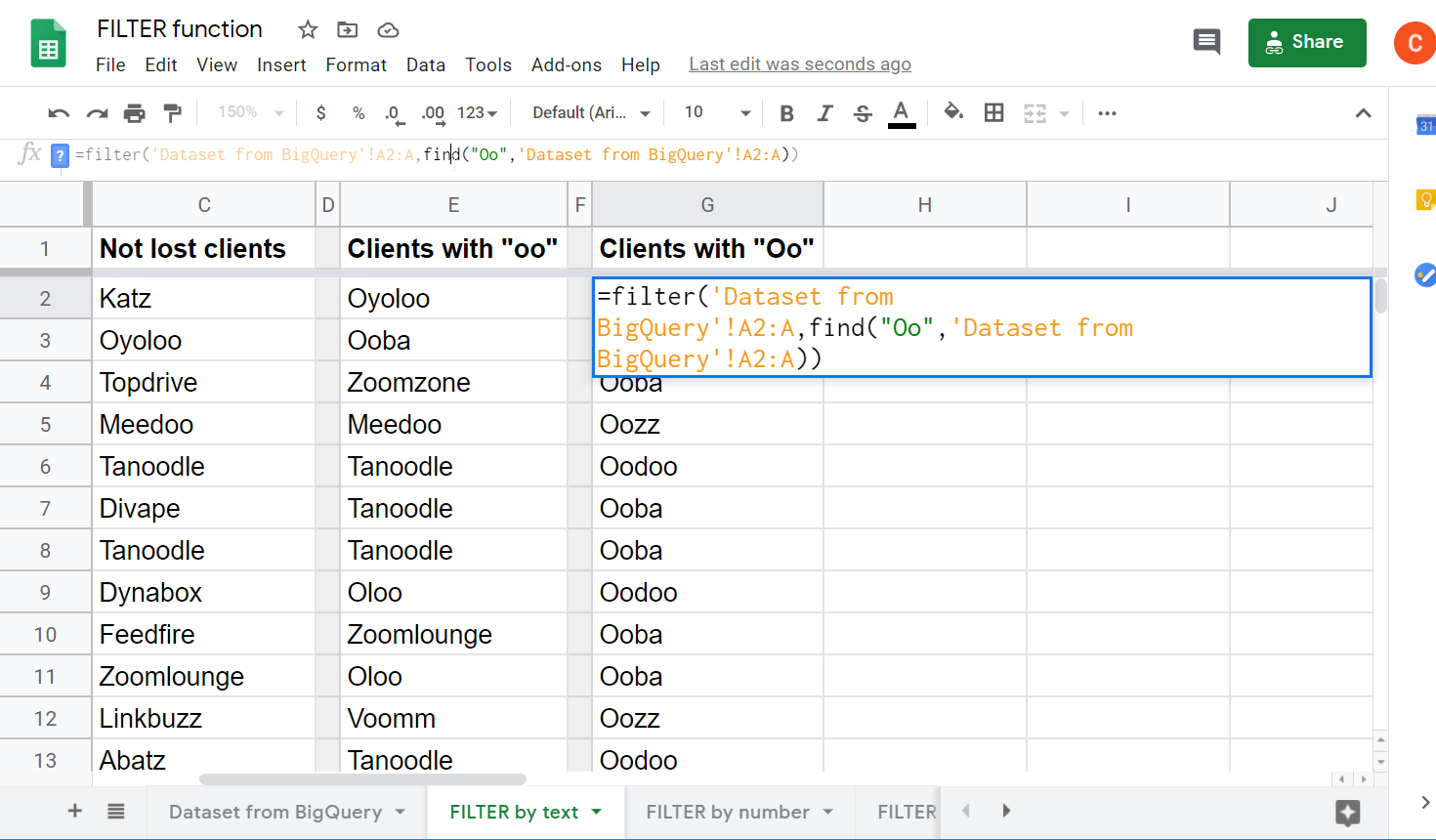 FILTER nested with FIND formula example