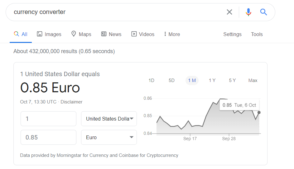 Google currency converter