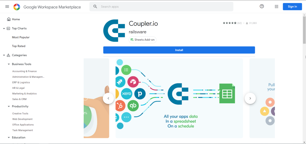 Coupler.io on Google Workspace Marketplace