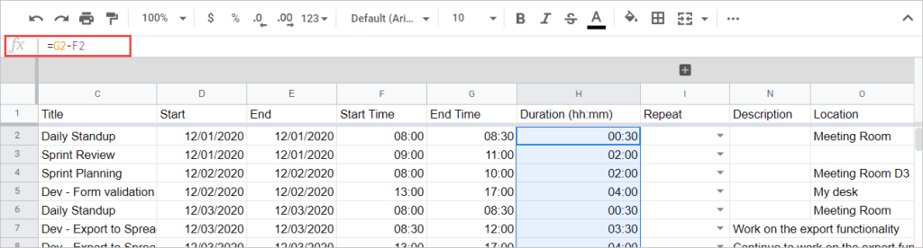 How to calculate duration