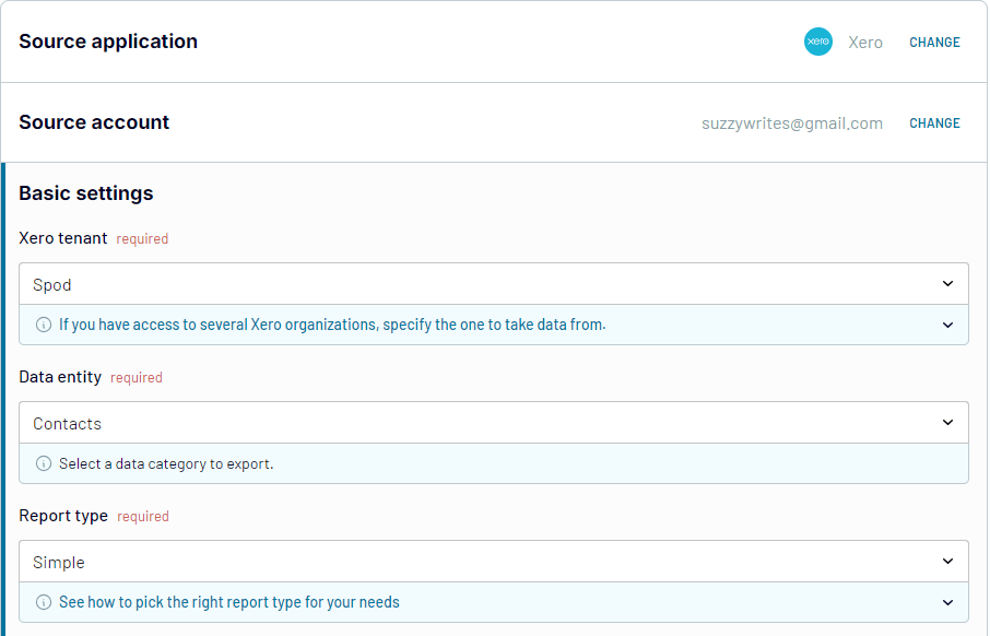 recoger xero=datos