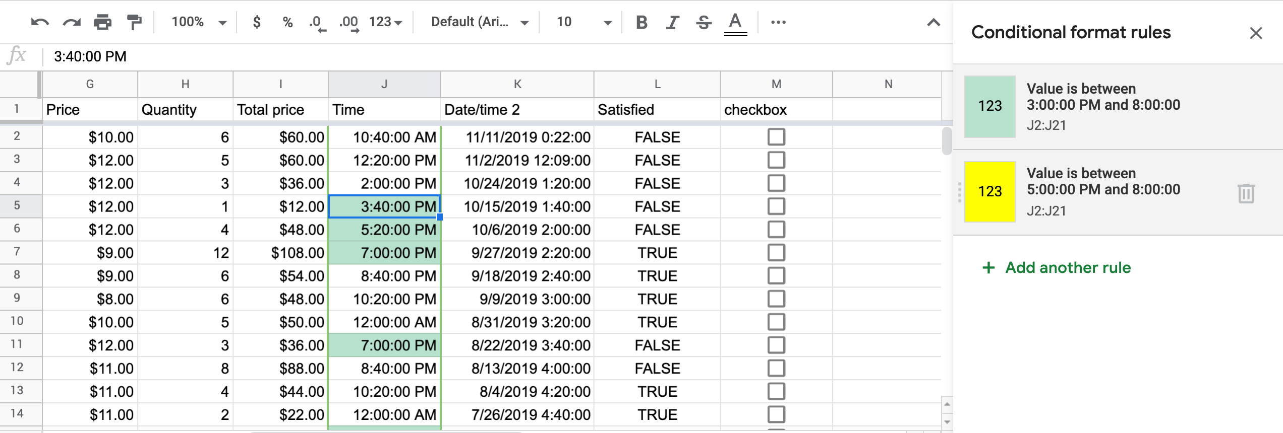 Conditional formatting only applies the first rule (top to bottom) that returns TRUE