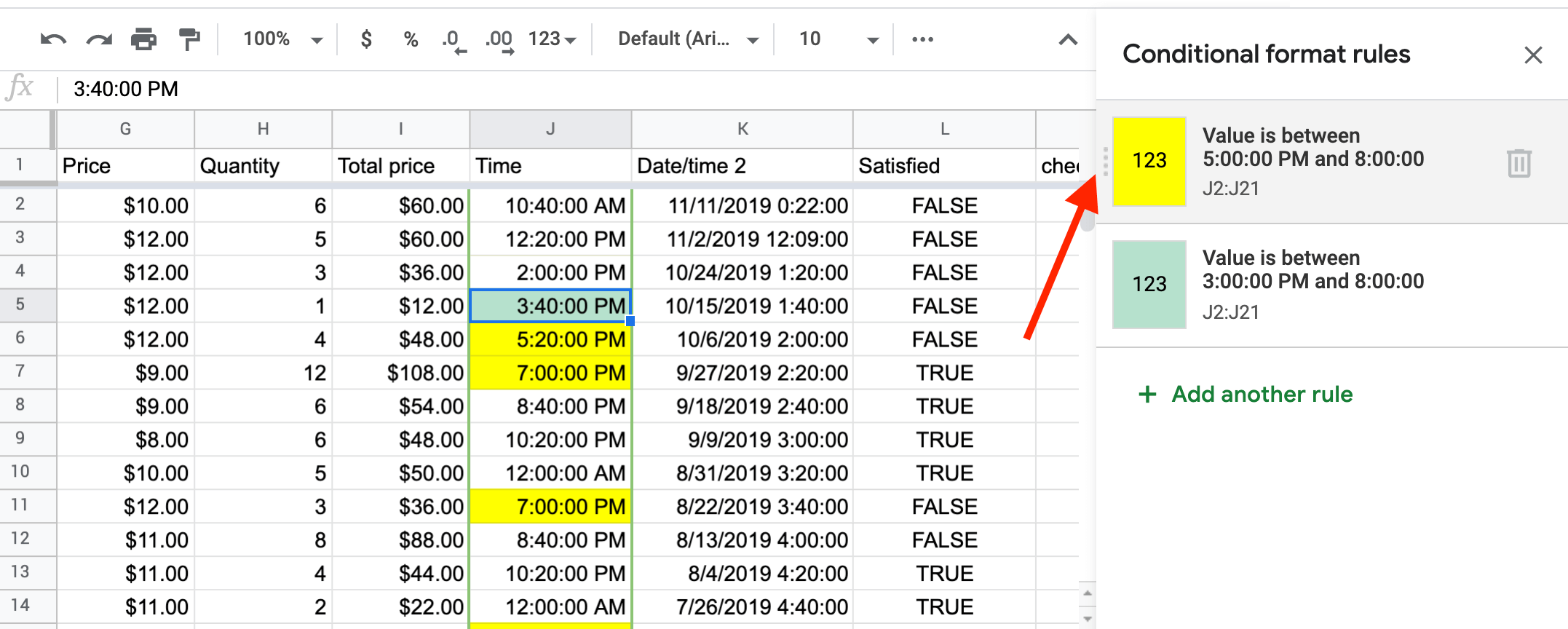 How to switch the conditional formatting rules around