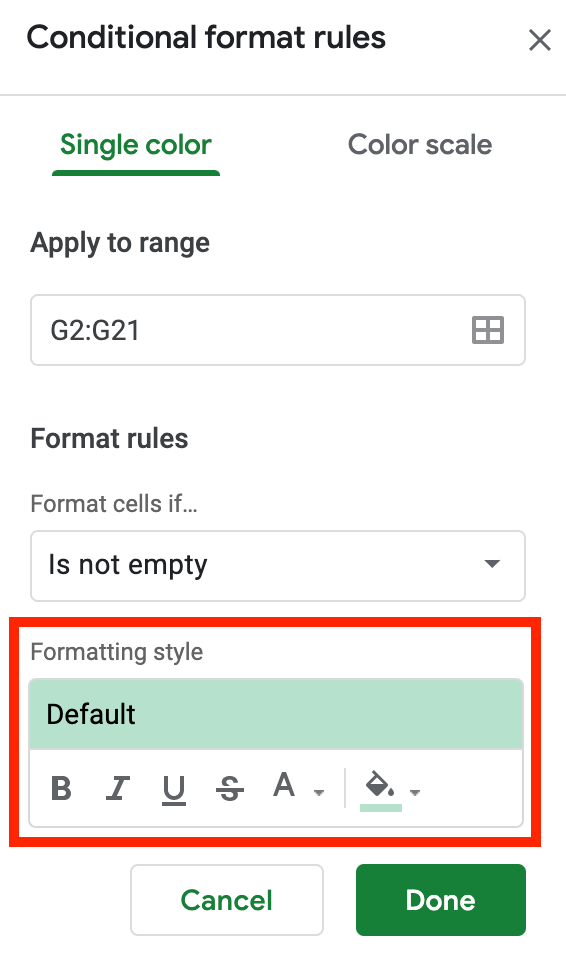 Select formatting style