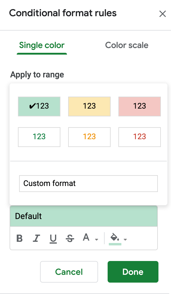 Default style options