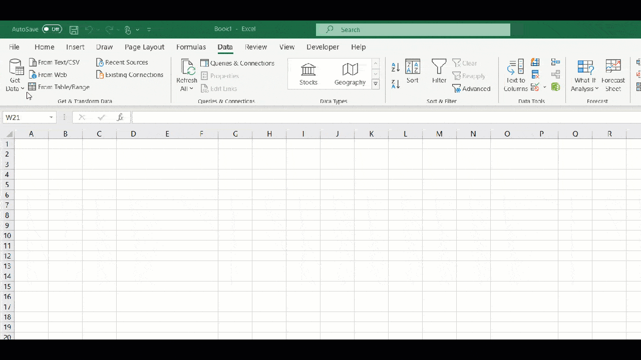 Getting data from other sources in Excel
