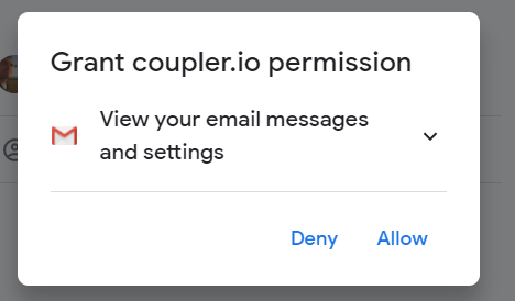 Grant permission to view your email messages and settings