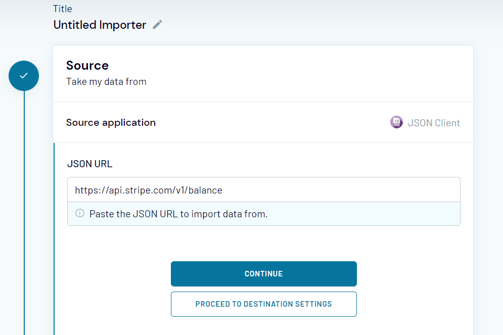 Insert the JSON URL to import data from