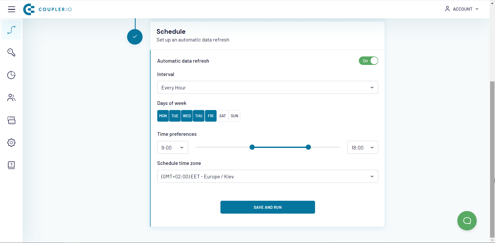 Configure the Schedule