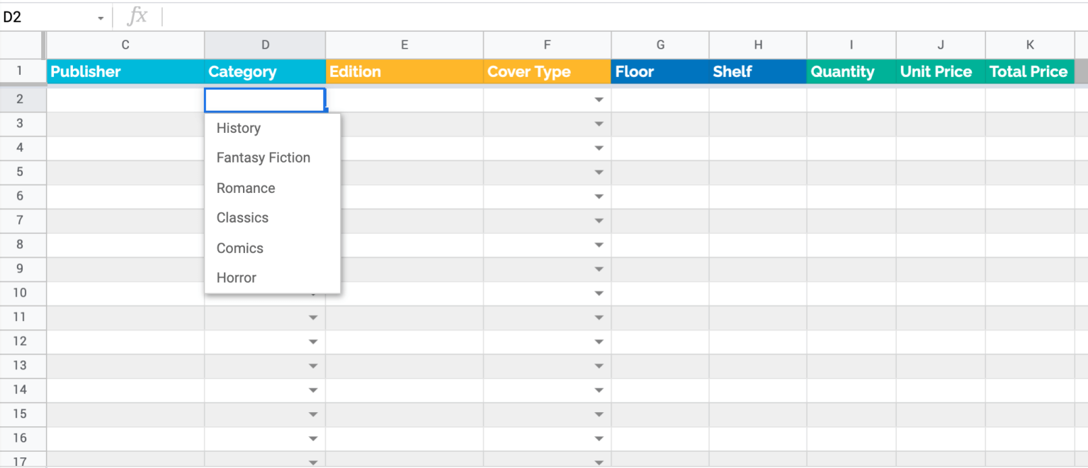 google sheets home inventory template