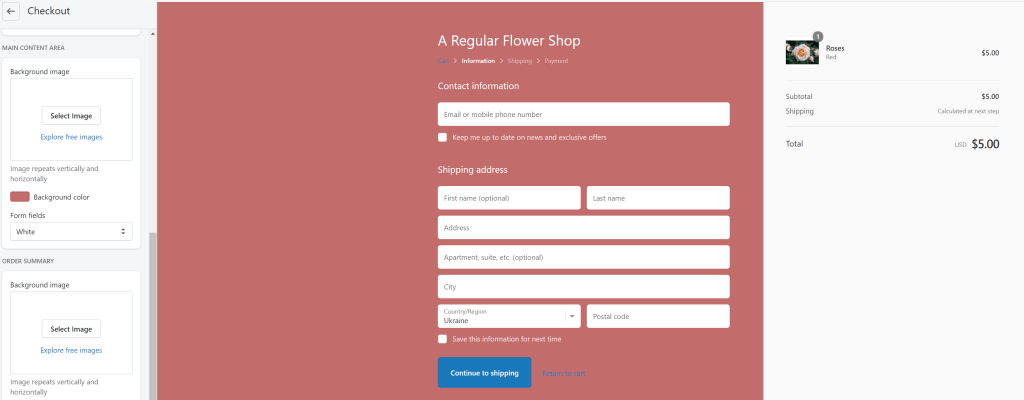Customize the checkout page