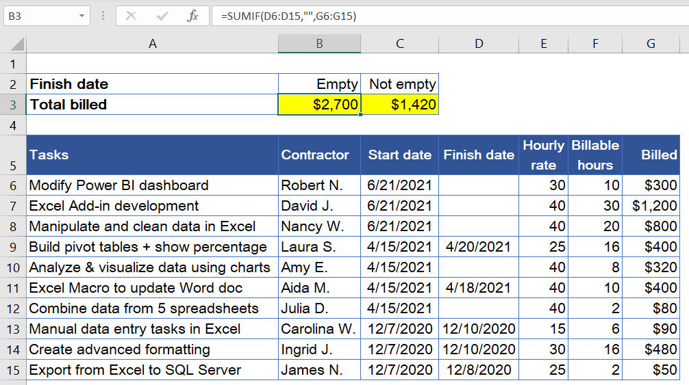 excel sumif