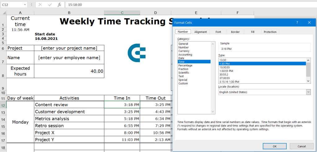 Time Tracking Spreadsheet in Excel | Coupler.io Blog
