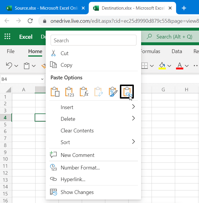 17-paste-link-excel-online