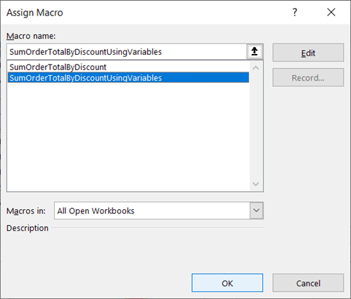 Figure 09. Assigning a macro to a button