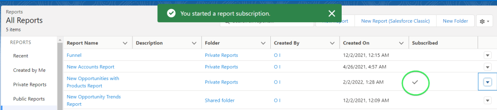 26 started report subscription