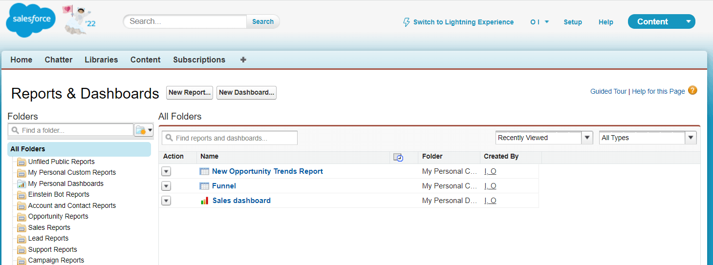 4 informes salesforce classic
