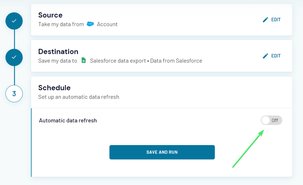 8 toggle on automatic data refresh
