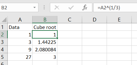6 cube root excel data transformation