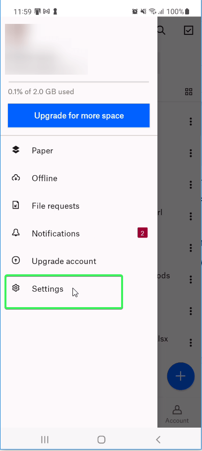 6.1 dropbox app settings