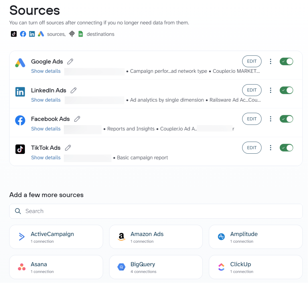 facebook ads source multiple sources