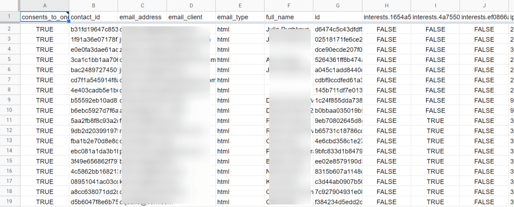 12 mailchimp contacts exported