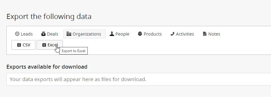 2 select format pipedrive data export