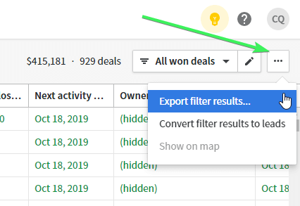6 export filter results