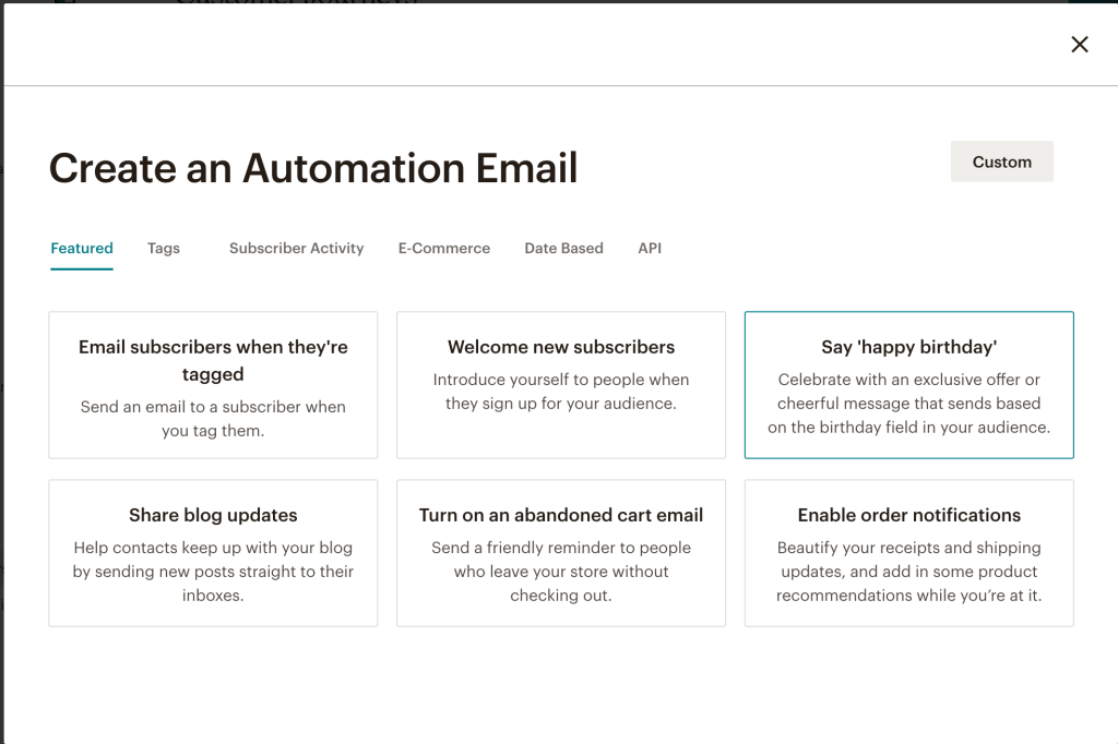 7. Automated Mailchimp campaign types examples