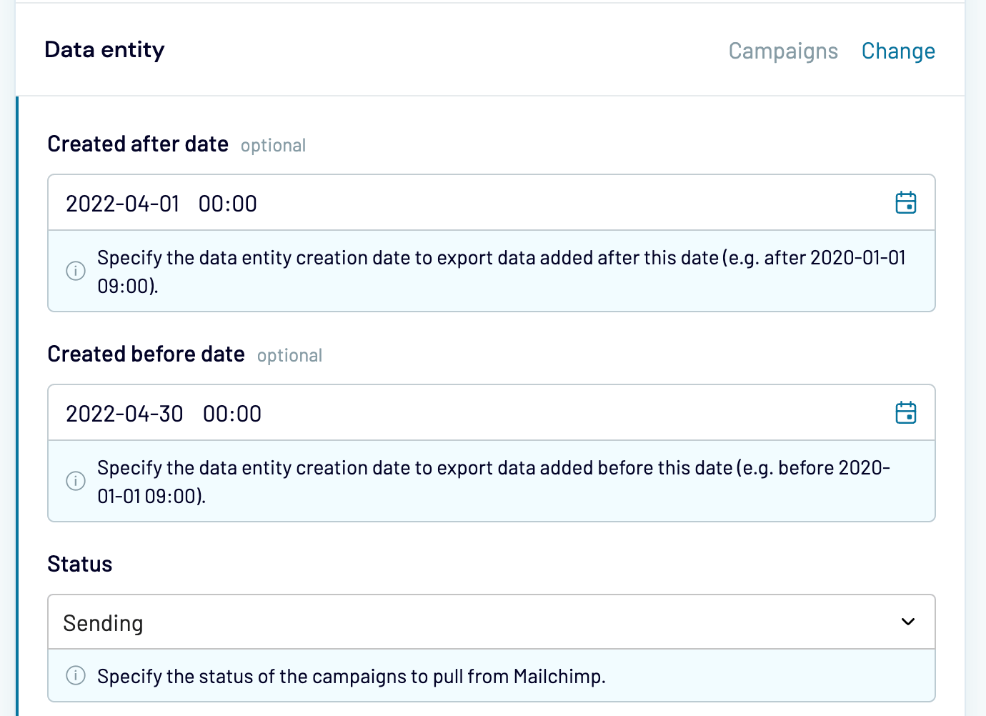 25 data entity settings