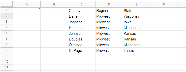 cell range Google Sheets Reference