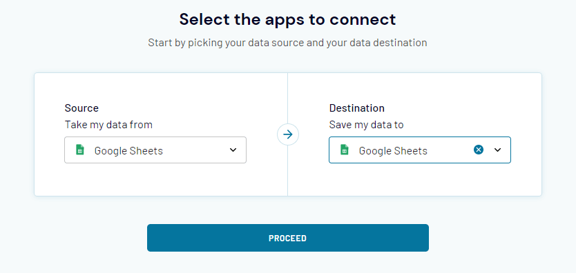 google sheets source destination